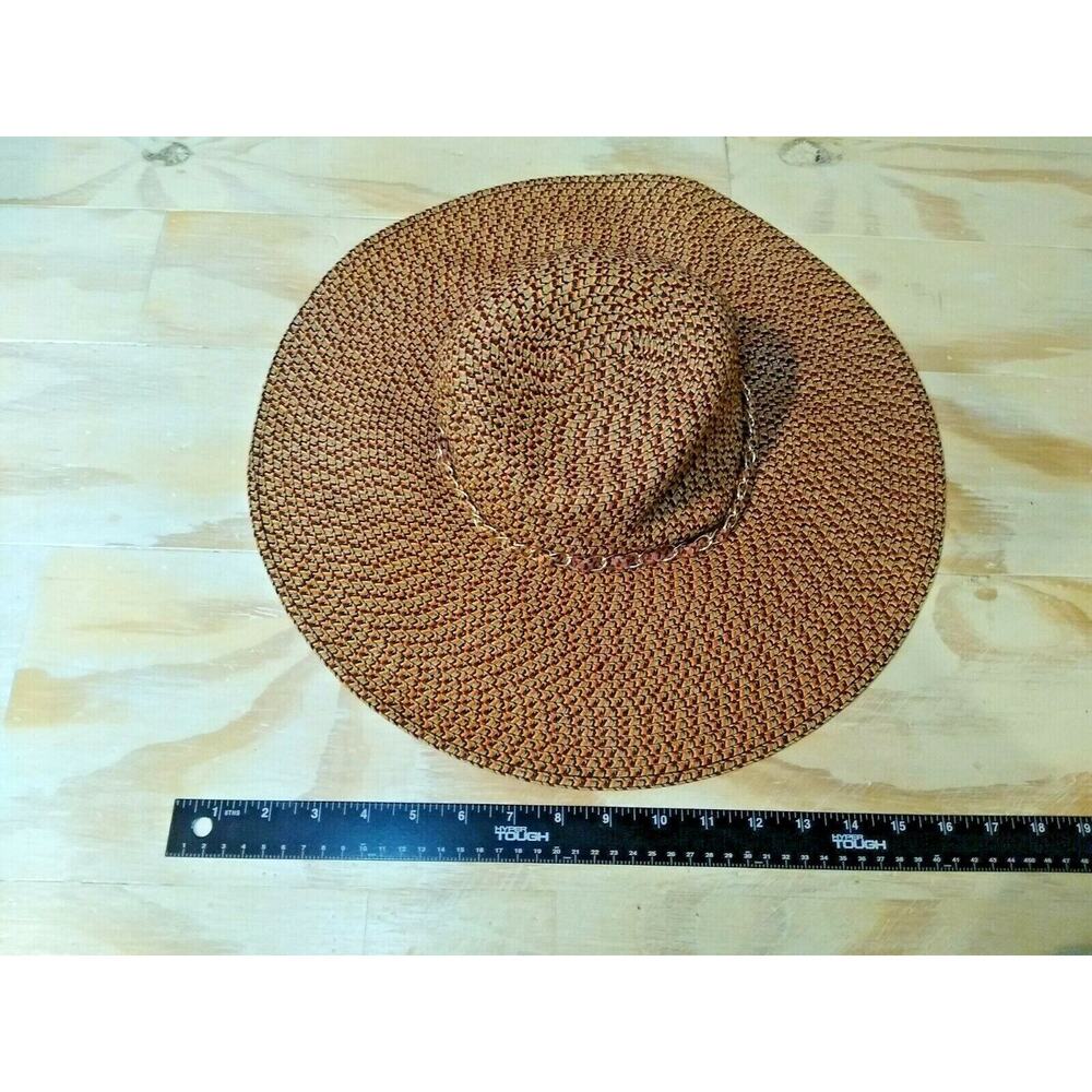 Ladies Large Fashion Hat "Floppy" - Classy Chic! Orange/Brown Gold Chain Accent